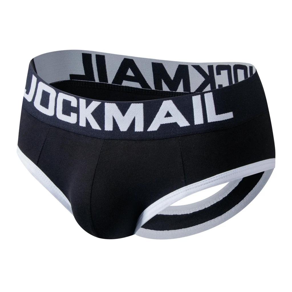 JOCKMAIL ผู้ชายกางเกงบิกินี่เปลือยผ้าฝ้ายระบายอากาศเปิดออกแบบ Jockstrap ชุดชั้นใน