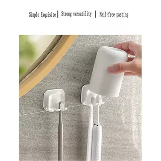 LoomLab [ขายดี] 2-in-1 ที่วางแปรงสีฟัน และแก้ว แบบติดผนัง สไตล์ญี่ปุ่น สําหรับห้องน้ํา ที่ใส่แปรงสีฟันในห้องน้ำ