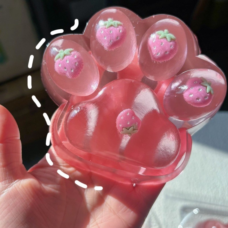 14 ซม.สตรอเบอร์รี่ Cat Paw Squishy Squeeze ของเล่นขนาดใหญ่ Decompression ความวิตกกังวลบรรเทา Fidget ของขวัญ