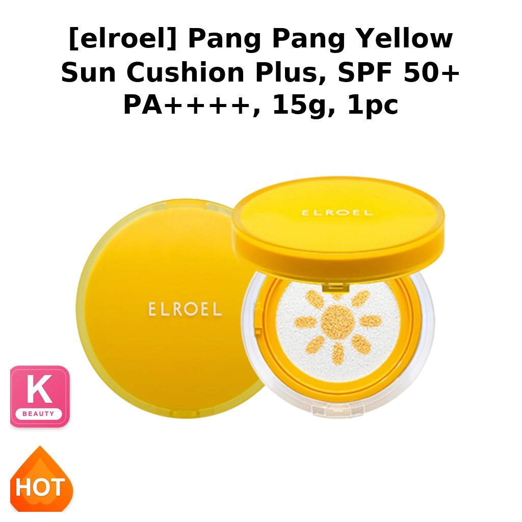 [elroel] ปาง Yellow Sun Cushion Plus, SPF 50+ PA++++, 15g, 1pc / Korean Sunscreen Cushion / SPF 50 b