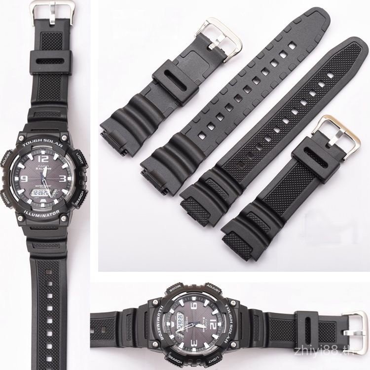 18 มม.ยางนูนสายนาฬิกาสําหรับ AE1000W AQS810W AE1300 AE1200 WS200H W800H W216H W735H F108WH W215
