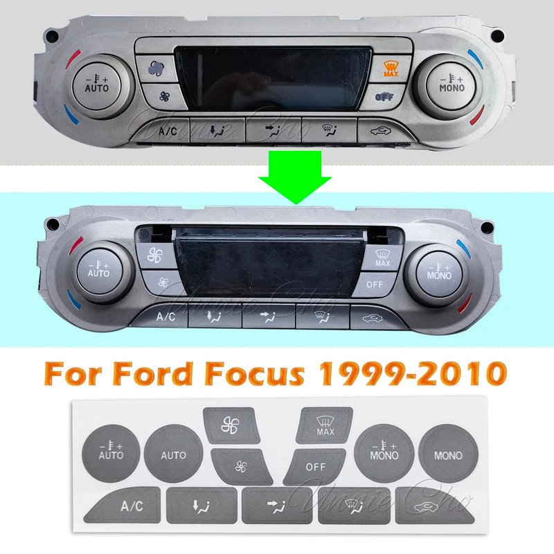 สําหรับ Ford Focus สติกเกอร์ปุ่มสําหรับ Ford Focus 2 MK2 อุปกรณ์เสริมเงินไวนิล Climate ซ่อม Decals ส