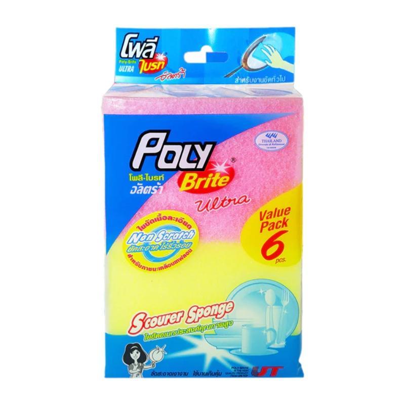 POLY-BRITE ใยขัดอเนกประสงค์เนื้อละเอียด รุ่น 368-6 สีชมพู ขนาด 10x20x10.5 ซม. (แพ็ค 6 ชิ้น)