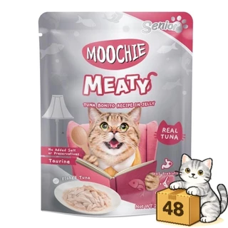 ( ยกลัง 48 ซอง ) Moochie มูชี่ อาหารเปียกแมว รวมสูตร ไม่เติมเกลือ หลายรส เปียกแมว ขนาด 70-85g