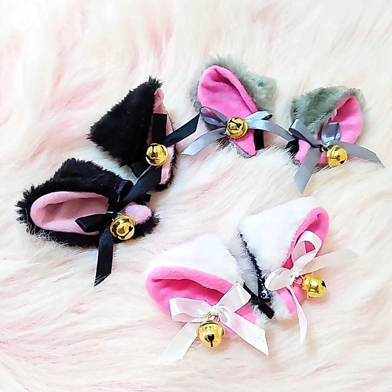 กิ๊บหูแมว ไซด์กิ๊บ 5.5cm [พร้อมส่ง] เลือกสีโบว์ได้ ขนนุ่ม