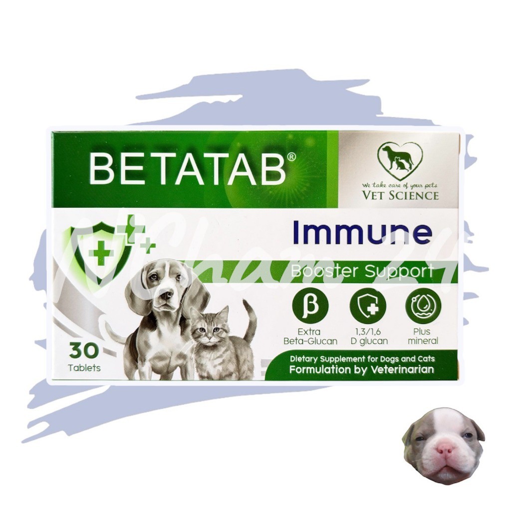 Betatab วิตามินเสริมสร้างภูมิคุ้มกัน สำหรับสุนัข และแมว บรรจุกล่องละ 30 เม็ด