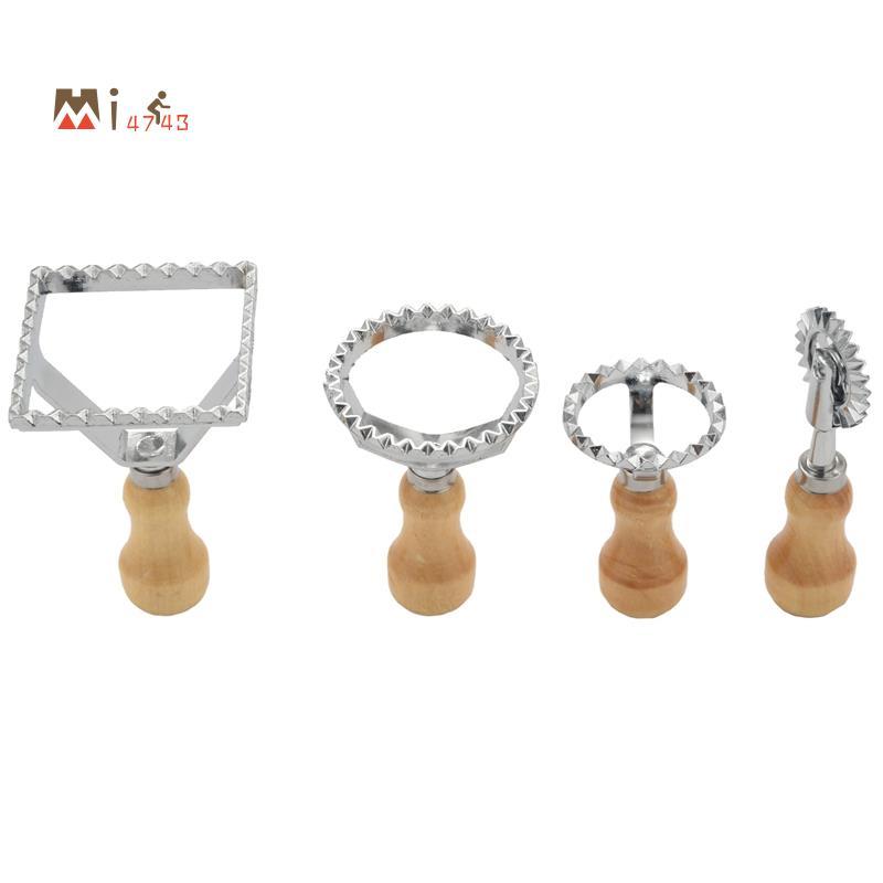 Mi4743iRavioli Maker Cutter Stamp Set-Leading Dough Cutter และแสตมป์กดด้ามไม้-สําหรับ Ravioli, Pasta