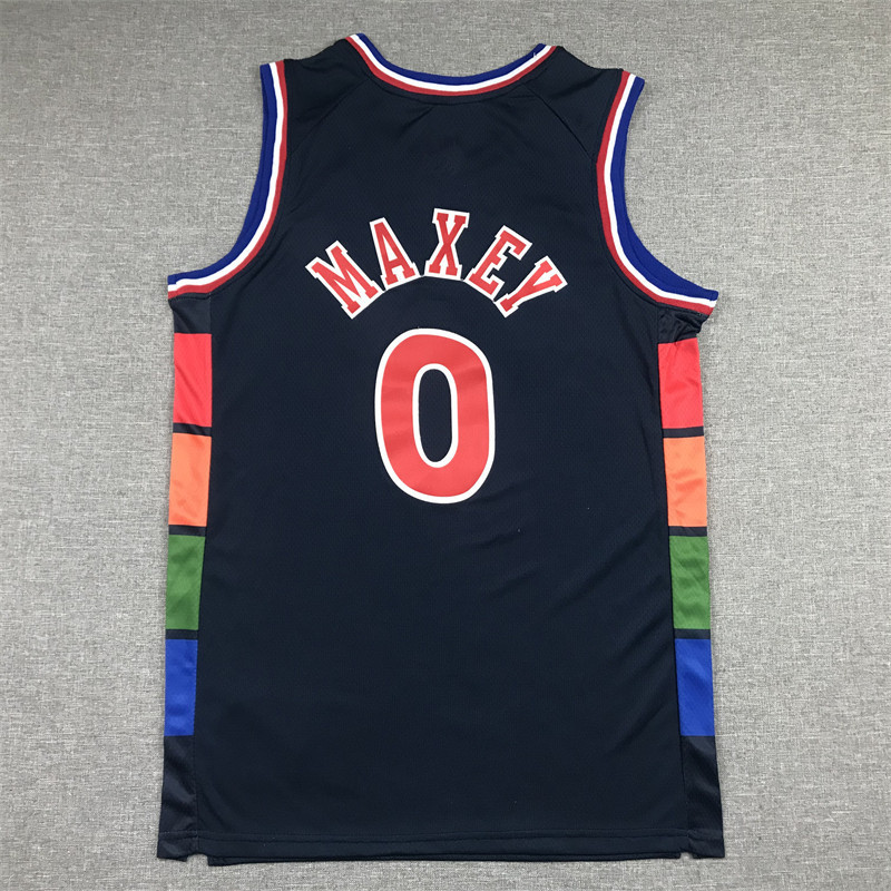 เสื้อเจอร์ซีย์บาสเก็ตบอลหมายเลข 76ers หมายเลข 0 Marksey เสื้อบาสเก็ตบอล 76ers Jersey 22 Dark Blue Ci