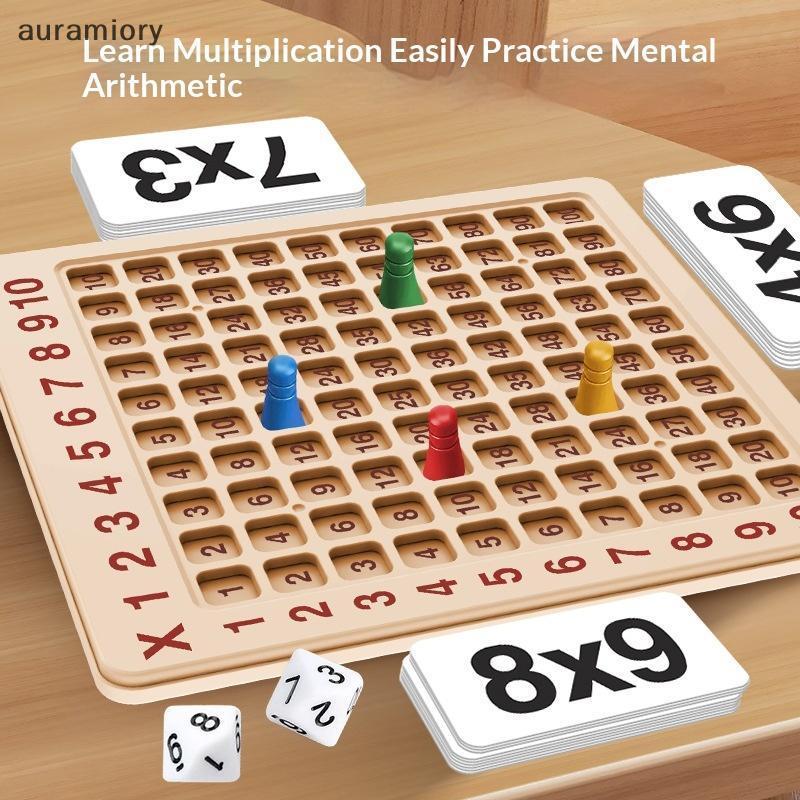Auramiory] 99 Multiplication Board Game ไม้แบบพกพา Montessori ของเล่นเพื่อการศึกษาสําหรับเด็กคณิตศาส