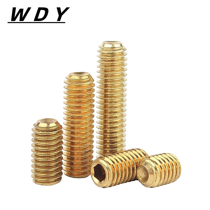 m4m5m6m8m10m12 ทองเหลือง สกรู ตัวหนอน หกเหลี่ยม ประเภทเว้าเกลียวมิล หยาบ/Hex Socket Set Screw【YHL-1E】