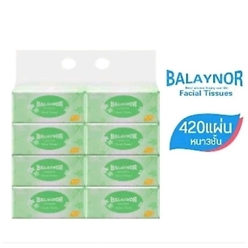 กระดาษทิชชู่Balaynor กระดาษเช็ดหน้า 420 แผ่น​# คุณภาพดี ซับ​น้ำแห้งไว