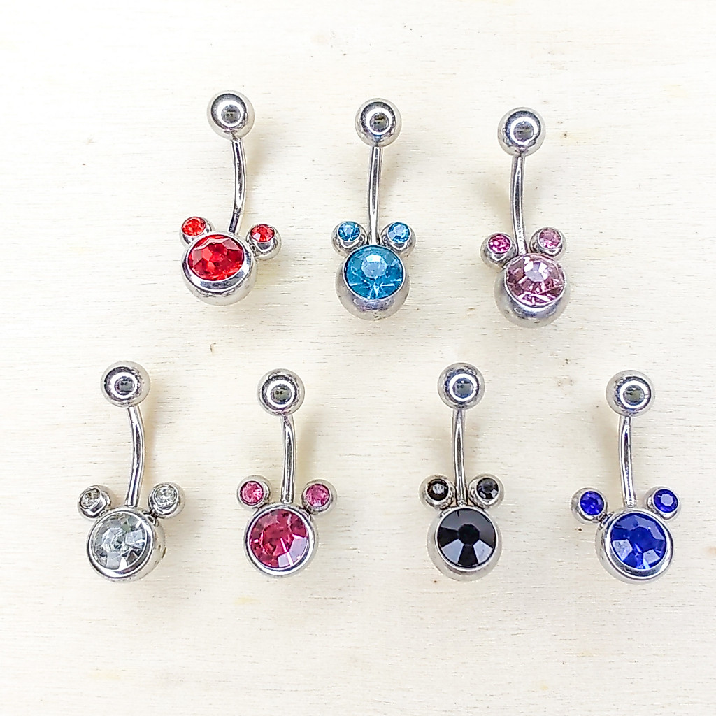 จิวสะดือทรงหัวแม็คกี้เมาท์ จิวห้อยสะดือ แฟชั่น 1 ชิ้น ราคา 39 บาท