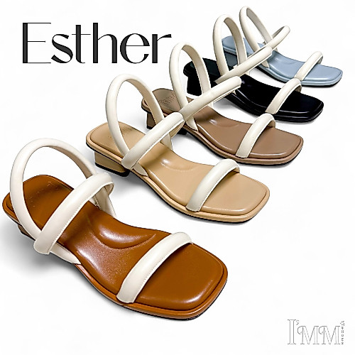 I’mm Shoes รุ่น Esther 026 รองเท้าส้นสูง ส้นเหลี่ยม สูง1.5นิ้ว ดีไซน์รัดส้นมินิมอล
