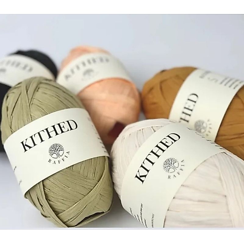 ไหมถักราฟเฟีย KITHED 100m 40g คลี่ออกกว้าง 3.6cm สำหรับถักกระเป๋า หมวก งานโครเชต์ DIY