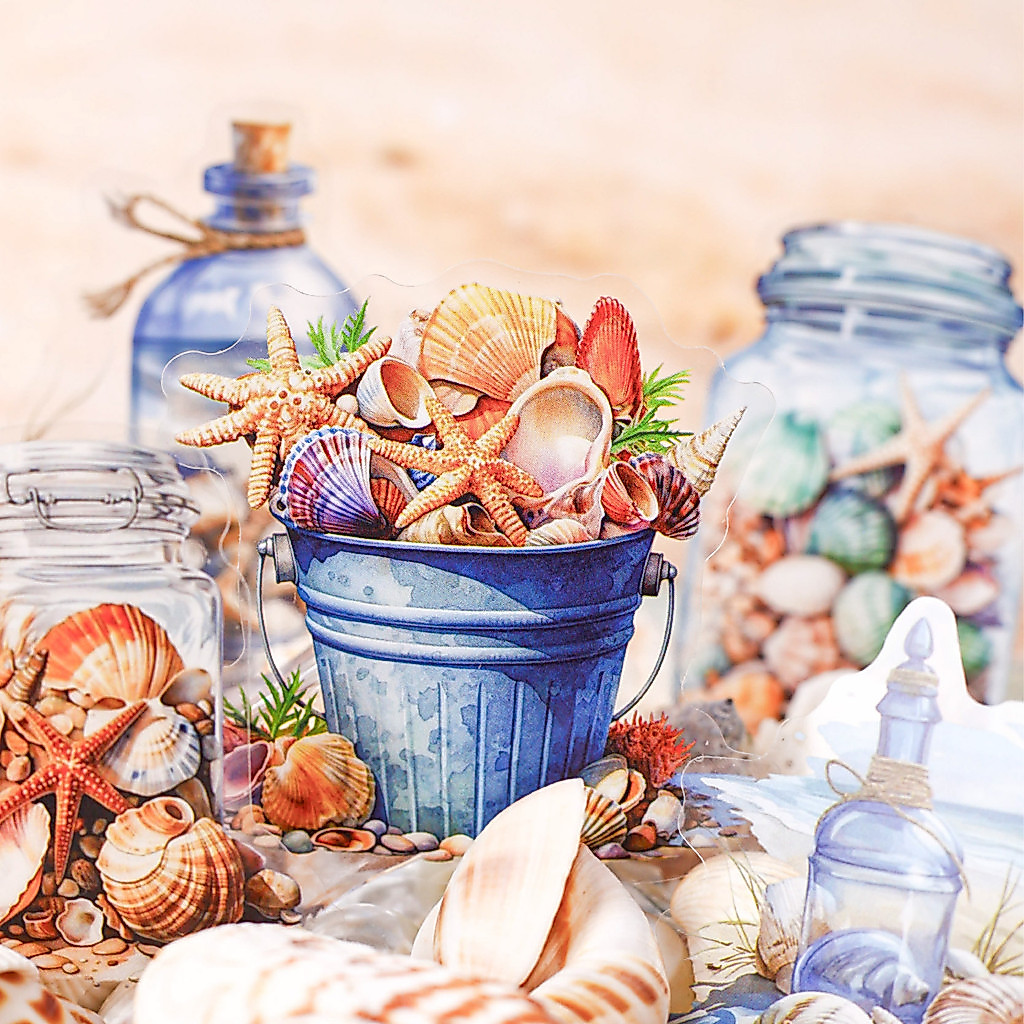 สติ๊กเกอร์แพ็ค Underwater World Series Light Retro Style Handbook Material Decorative PET Sticker
