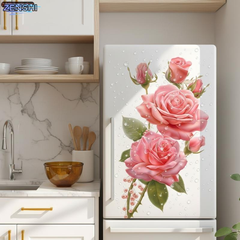 [Zen-t] Self กาวดอกทานตะวัน Rose ตู้เย็นตู้ Decals ที่ถอดออกได้กันน้ํา Stiers สําหรับตกแต่งบ้านเครื่องครัวตกแต่ง