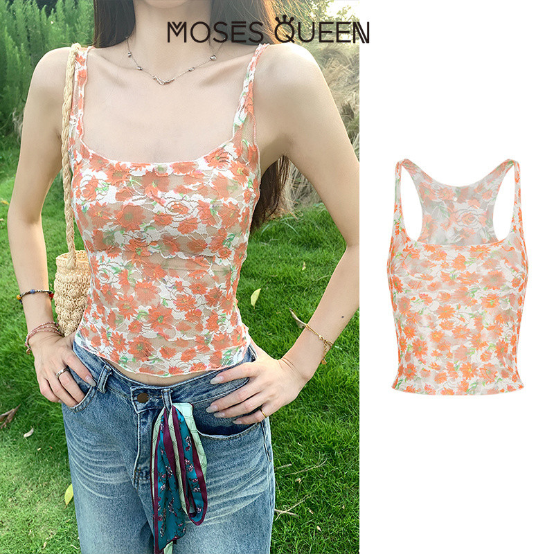 MOSESQUEEN ชุดเดรสฤดูร้อนแบบมีผ้าคลุมที่ใส่ได้หลายชั้น แขนสั้น ไม่มีแขน พร้อมกระโปรงดอกไม้ลายดอปามีน สำหรับวันหยุด #63867