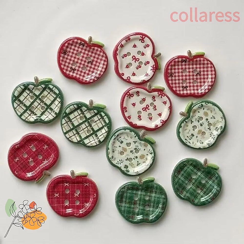 กระดุม COLLARESS 10 ชิ้น, เครื่องประดับเสื้อผ้าลายดอกไม้ DIY, เครื่องประดับตุ๊กตาเรซิ่นวินเทจลายสก๊อต