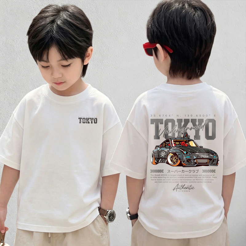 LUMI BABY เสื้อยืดเด็ก ผ้าฝ้าย 100% เสื้อเด็กผู้ชาย แฟชั่น Tokyo Racing เสื้อยืดพิมพ์ลาย ไซส์ 90-150 นุ่ม ใส่สบาย【COD 】