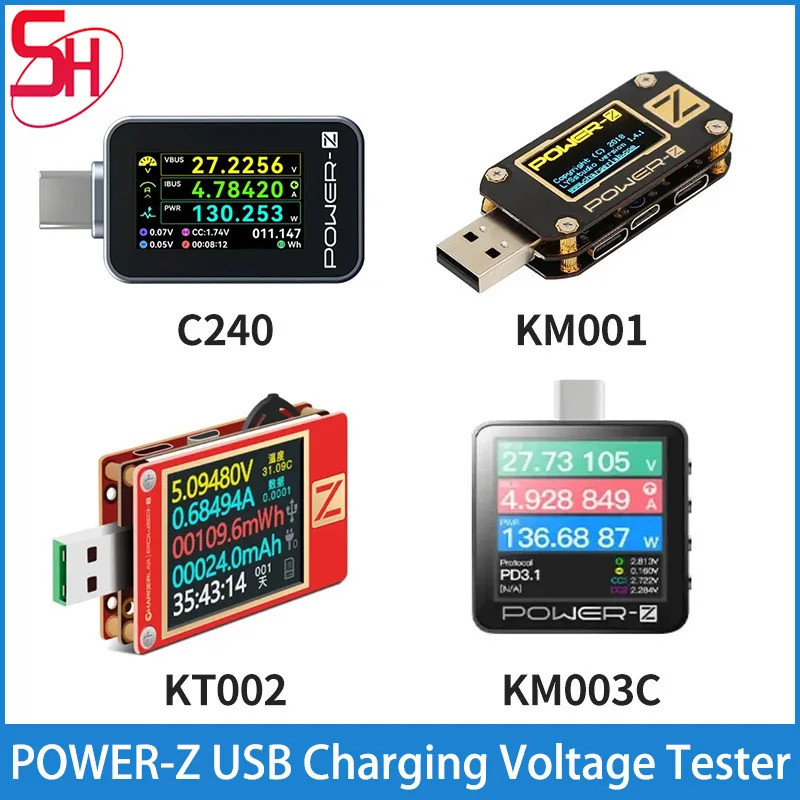 POWER-Z KM003C KT002 KM001 C240 USB Tester Digital Voltmeter QC5.0 PD3.1 แรงดันไฟฟ้า Current Ripple 
