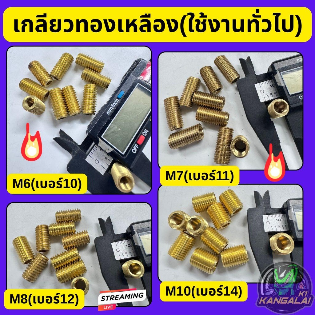 เกลียวทองเหลือง(เอนกประสงค์ใช้งานทั่วไป)M6,M7,M8,M10 ส่งครั้งละ3ตัวขึ้นไป