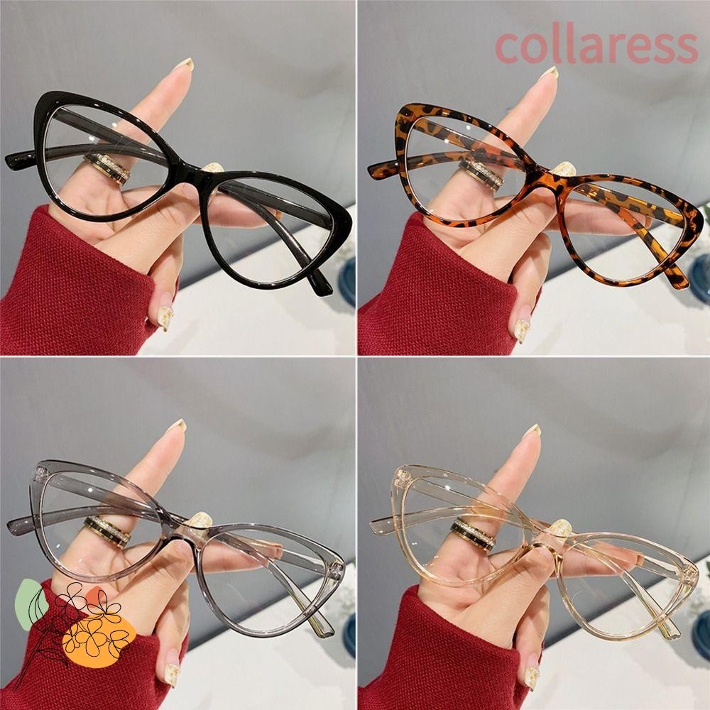 COLLARESS Anti-UV Blue Rays Glasses, Big Frame Transparent Leopard Glasses, Fashion Round Glasses Wo