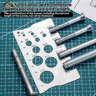 😍Thread Pitch Gauge การวัดเครื่องมือมัลติฟังก์ชั่น Bit Thread Gauge สําหรับ Bit Bolt Nut Screw Craft M3-M18 วัสดุสแตนเลส