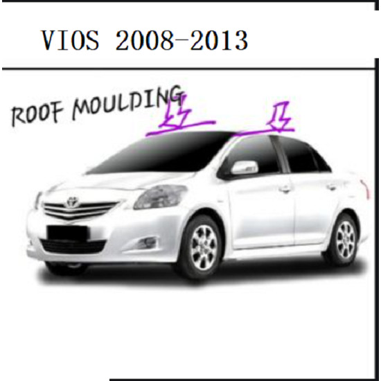 สําหรับTOYOTA VIOS 2008 -2013 NCP93 ยางหลังคา/แถบซีลหลังคารถ/แถบยางหลังคารถ/ยาง ROOF MOULDING