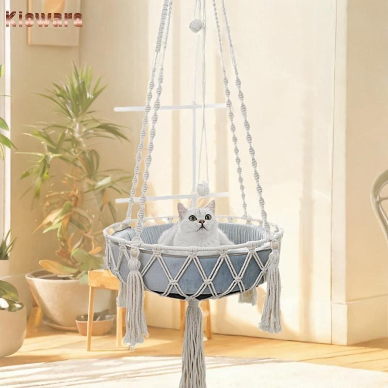 [โคลแวร์] เปลญวนแมวทอมือในร่มประหยัดพื้นที่แขวนลูกแมว โบโฮ แขวนเตียงแมว