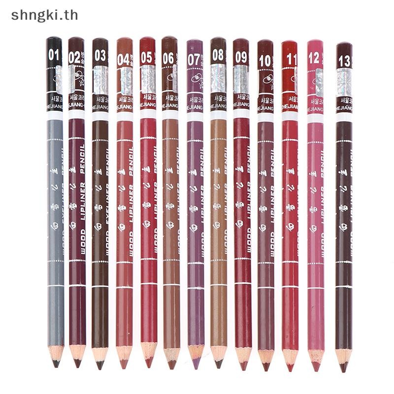 SHNGKI 1 ชิ้น Wood Lip liner กันน้ํา Lady Long Lasting Lip Liner ดินสอ