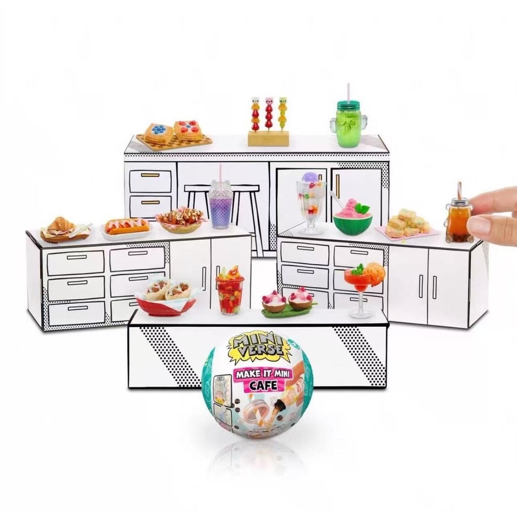 MGA Miniverse Make It Mini Cafe Series 4 Mysteryกล่องตาบอดDIYเรซิ่นจําลองอาหารสะสมของเล่น