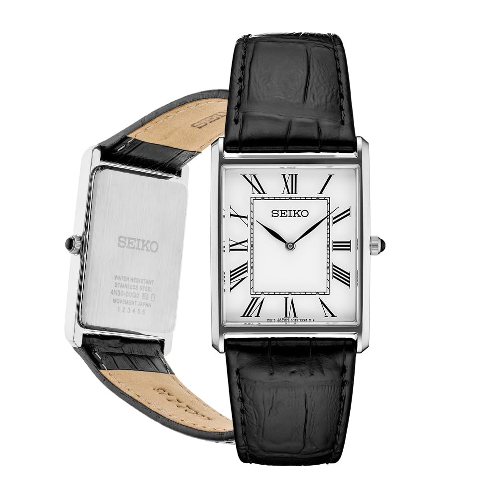 นาฬิกาข้อมือ SEIKO Essentials SWR049 นำเข้าขนานแท้ สำหรับผู้ชายและผู้หญิง สีขาว สีดำ สายหนัง