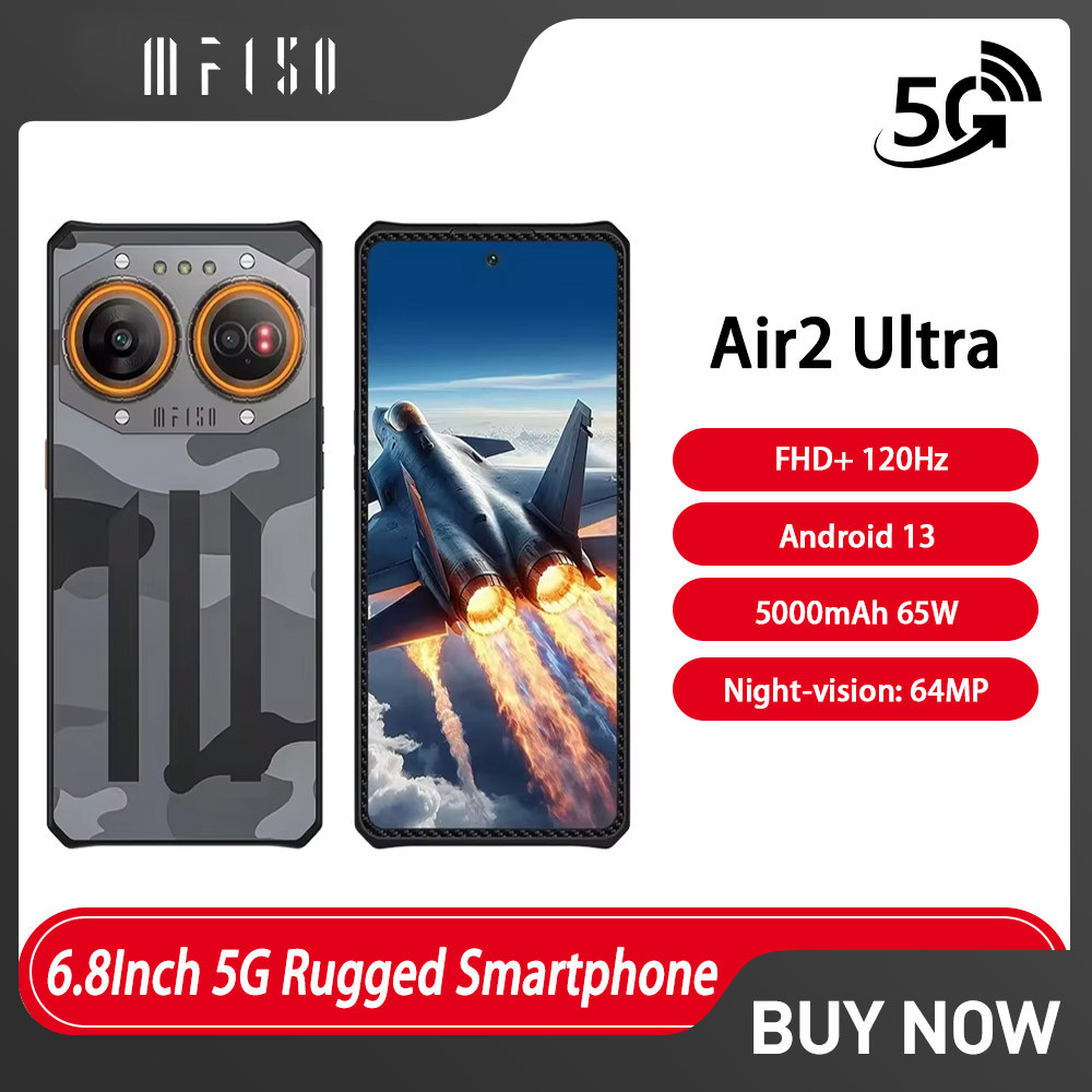 IIIF150 Air2 Ultra 6.8 นิ้ว 5G สมาร์ทโฟนที่ทนทาน 16GB + 512GB 108MP กล้อง 64MP Night Vision โทรศัพท์
