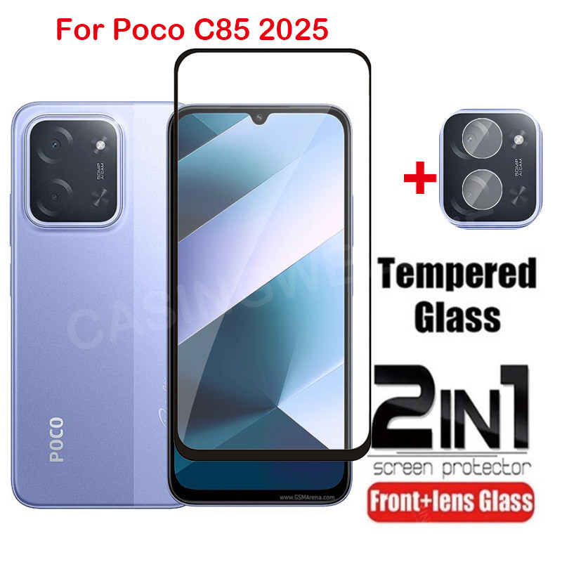 ป้องกันหน้าจอสําหรับ Poco C85 PocoC85 4G 5G 2025 คลุมทั้งหมดกระจกนิรภัยใส HD ป้องกันฟิล์มป้องกันรอยขีดข่วน