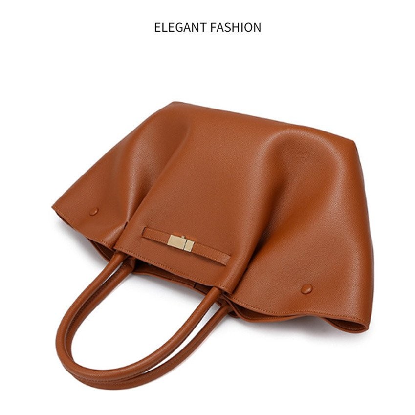 กระเป๋าสะพายไหล่สไตล์ยุโรปและอเมริกันย้อนยุค ดีไซน์ทันสมัย ความจุมาก พกพาสะดวกสำหรับผู้หญิง - รูปที่ 4