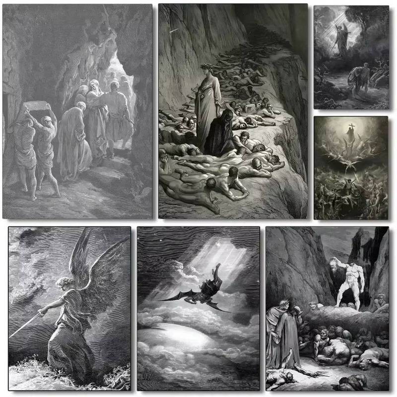 ภาพวาดฝาผนังวอลล์เปเปอร์ Gustave Doré's Paradise Lost สำหรับตกแต่งบ้าน คาเฟ่ และบาร์
