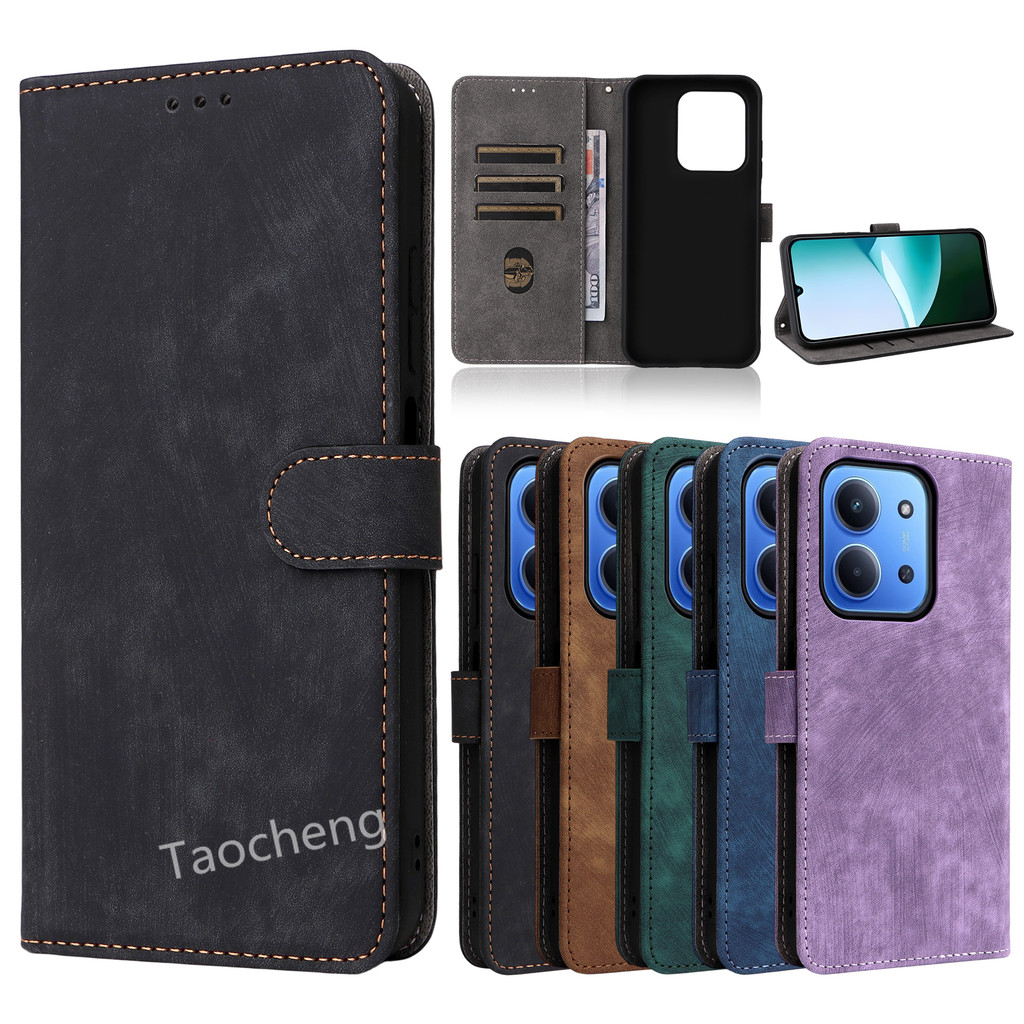เคสโทรศัพท์สําหรับRedmi 15 C 15C 4G 5G 2025 หรูหราหนังปลอกช่องเสียบการ์ดขาตั้งFlip Soft TPU Edgeปลอดภัย