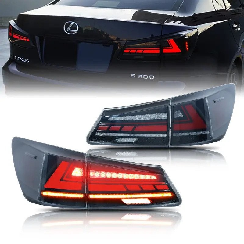 ไฟท้าย LED สําหรับ Lexus IS250 IS350 ISF 2006-2013 แบบไดนามิกภาพเคลื่อนไหวลําดับไฟเลี้ยวสีดําด้านหลั