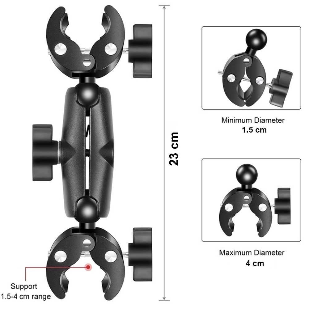 MRNSTRE PINGWEN Clamp Bracket Dual Head Handlebar Selfie Stick Holder - PG23
