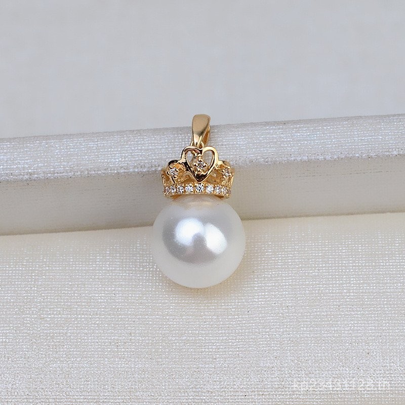 จี้ขนาดเล็กสำหรับสร้อยคอ DIY จากทองคำขาว G18K และAU750 มุกเกาหลี ขนาด 9-14 มม.