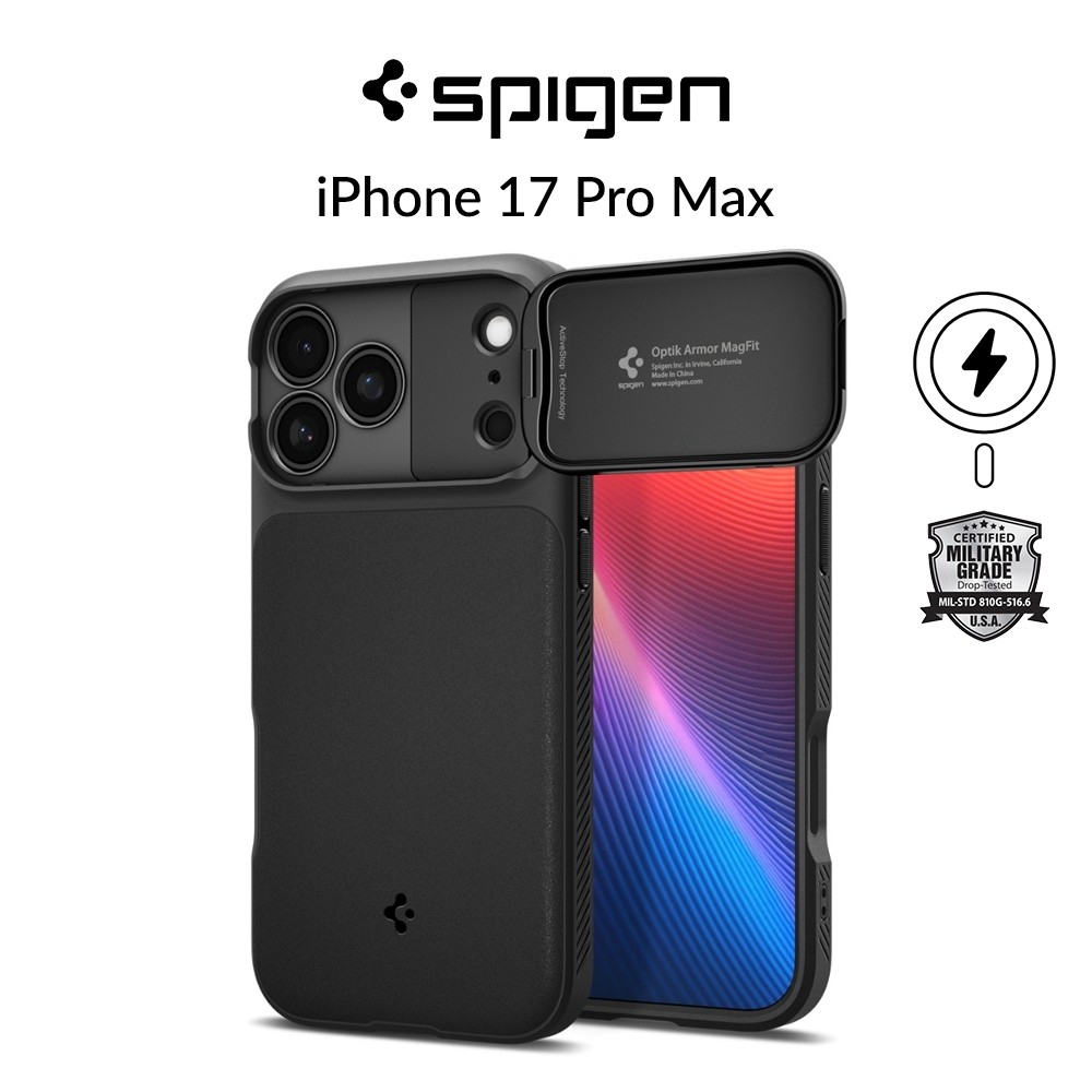 Spigen เคส iPhone 17 Pro Max 6.9" Optik Armor MagFit ฝาครอบกล้องเคสโทรศัพท์แม่เหล็ก iPhone 17 Pro Ma