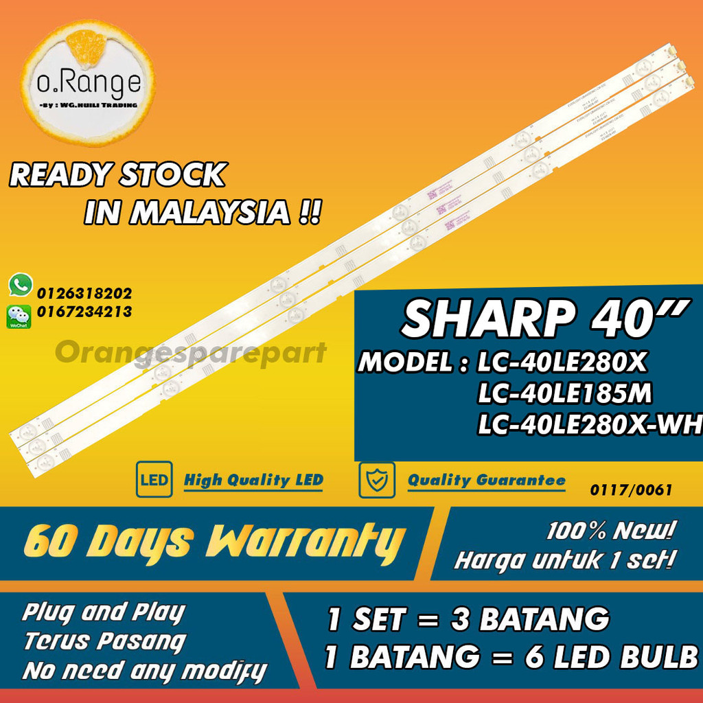 LC-40LE280X-WH LC-40LE280X LC-40LE185M / SHARP 40" ไฟ LED TV BACKLIGHT LC-40LE280 LC-40LE185 Mla9 / 