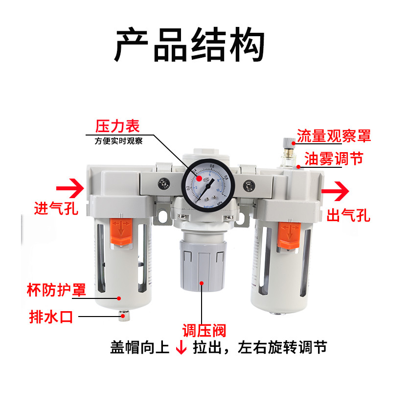SMC Type Air Source โปรเซสเซอร์ Triple Piece AC2000-02 AC3000-03 AC4000-04D 5000-10