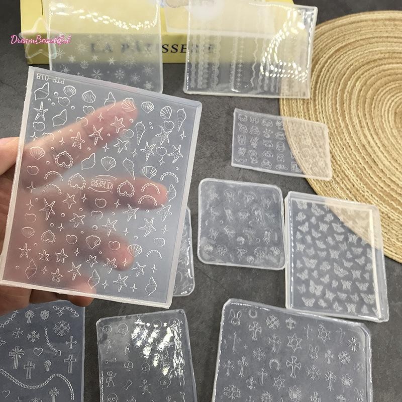 <DBFl-t>เล็บแม่พิมพ์ Cross ปลาดาว Conch Relief Retro ลายนูน 3d แกะสลักซิลิโคนเล็บ Mould Diy เล็บ Deco เครื่องมือใหม่