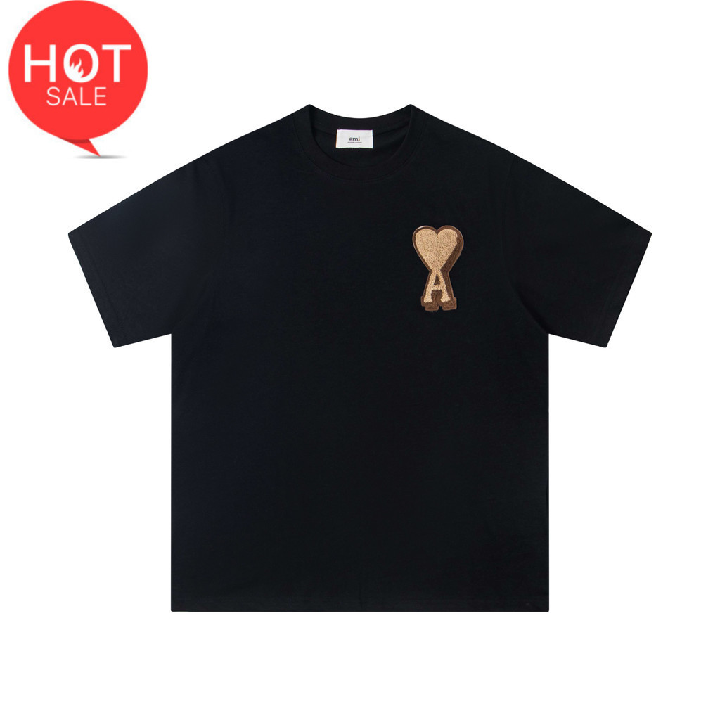 ღ Ready Stockღ New Style Black Gold Series Big Heart Short Sleeve