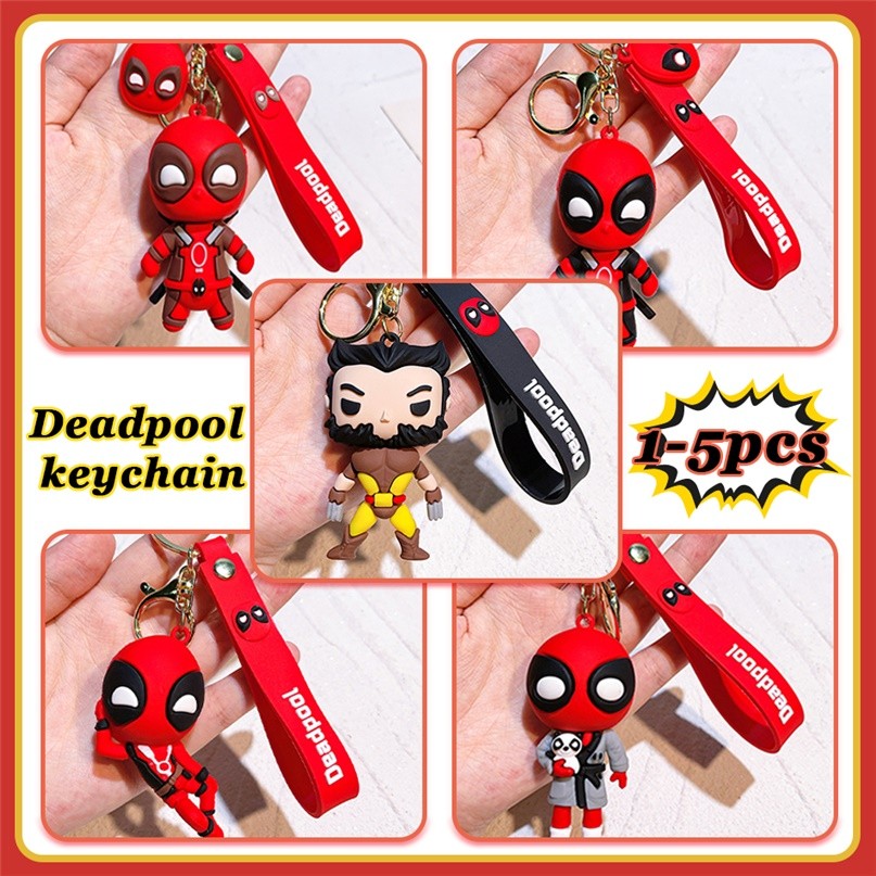COD New Wade Wilson Wade Silicone Keychain Car Pendant Hanging Backpack Silicone Keychain Gift 2025