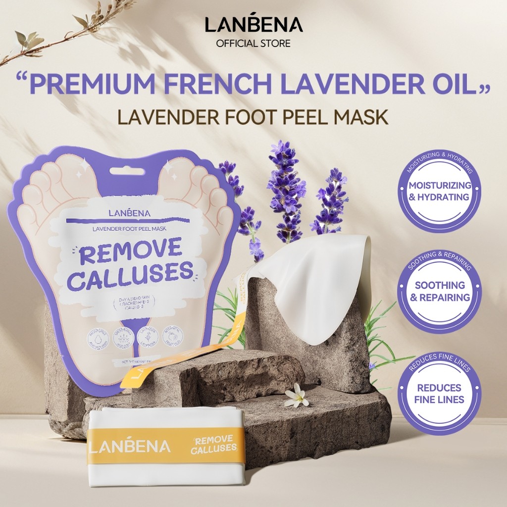 LANBENA Lavender Callus Peeling Foot Mask Moisturizing Foot Care 40g/คู่