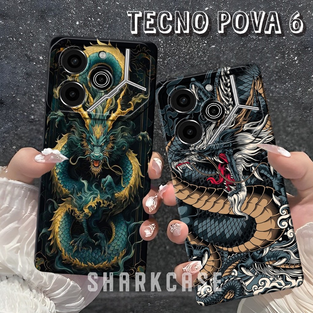 HP [SC] เคส TECNO POVA 6 4G / POVA 6 5G / POVA 6 PRO 5G / POVA 5 / POVA 5 PRO ล่าสุด Dragon Motif - 