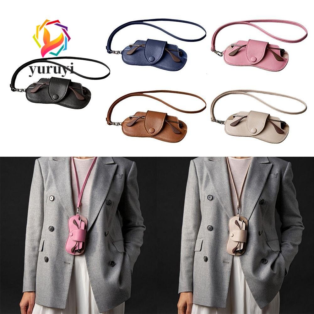 YURUYI กระเป๋าใส่แว่นกันแดด Pu Leather ดีไซน์พกพาได้ง่าย และทนทาน สีทึบ สำหรับคนชอบเดินทาง