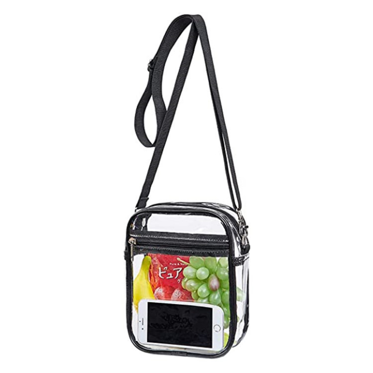 Pathfinder-th Spot European และ American PVC Proneparent Shoulder Crossbody Bag Portable กันน้ำช็อปปิ้งหาดจัดเก็บข้อมูลมัลติฟังก์ชั่นสีดำ PVC40 ทรัมเป็ตผ้าไหม (20x15x4.6 ซม.)